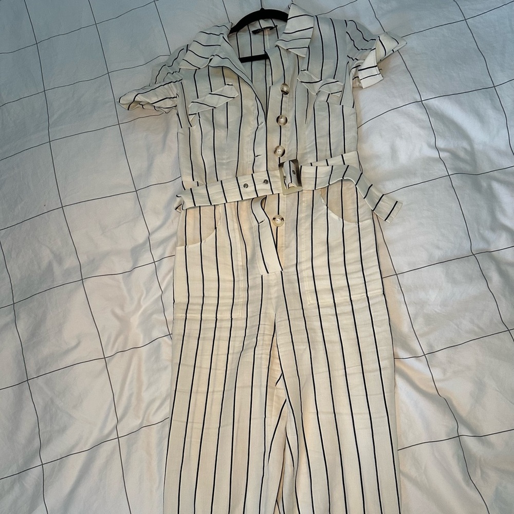 Striped Cream Jumpsuit